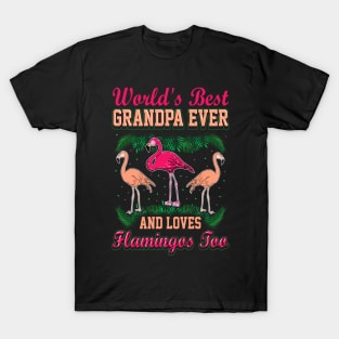 Best Grandpa Ever Love Flamingo Lover T-Shirt